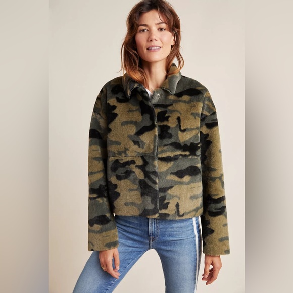 NVLT Jackets & Blazers - Anthropologie NVLT Vincenza Camo Faux Fur Jacket